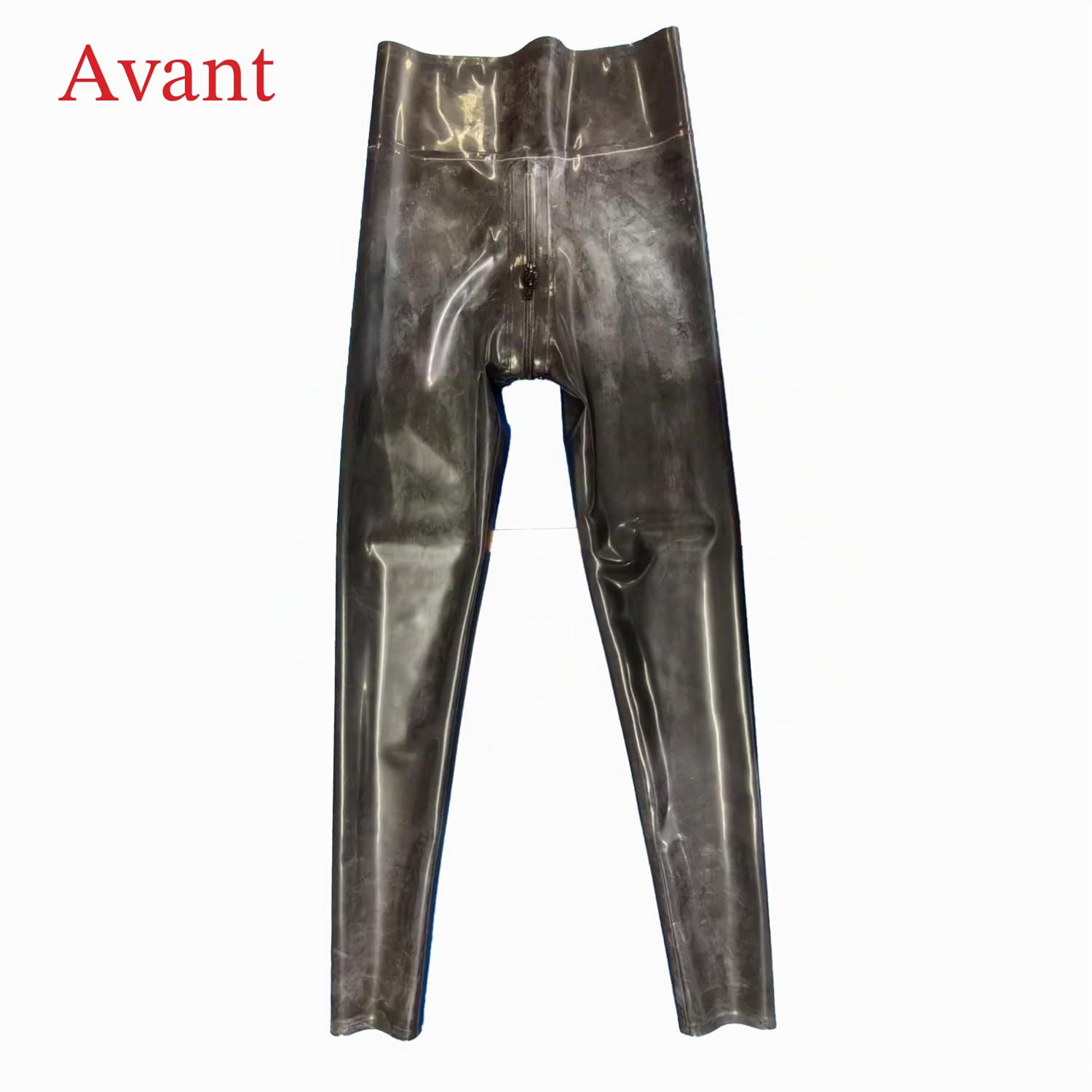 Leggings en Latex en Forme de U Noir,Pantalons en Caoutchouc pour Femme avec Fermeture éclair à l'entrejambe Fait Main