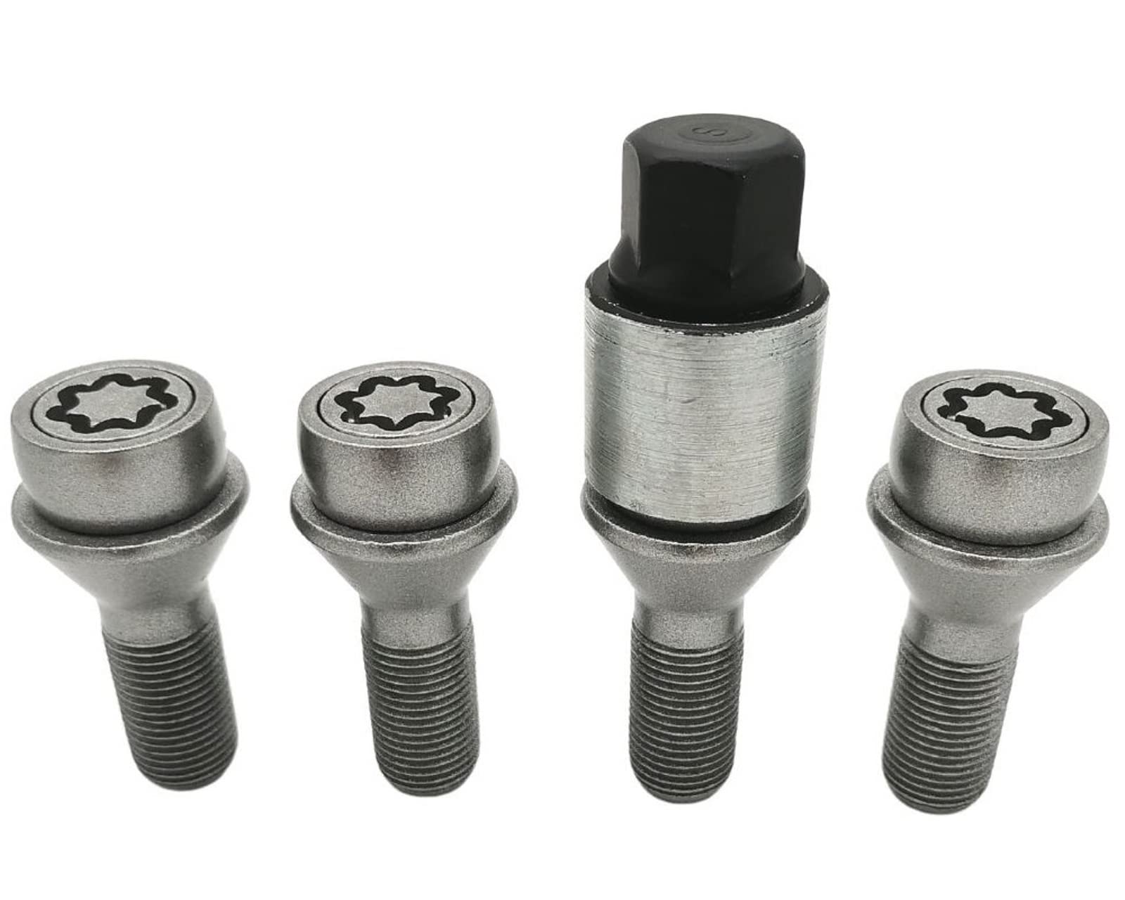 Kit 4 écrous De Sécurité Jante – M14 X 1.5, Cône 60°, Noir – Antivol Anti-vol Avec Clé Codée
