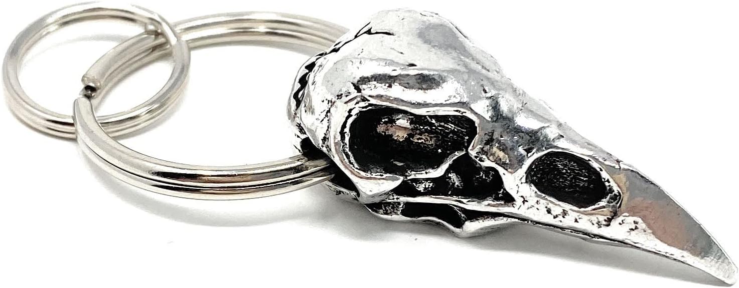 Bravo Bells Raven Skull Keychain - Pewter Keychain for Bikers - Made in The USA