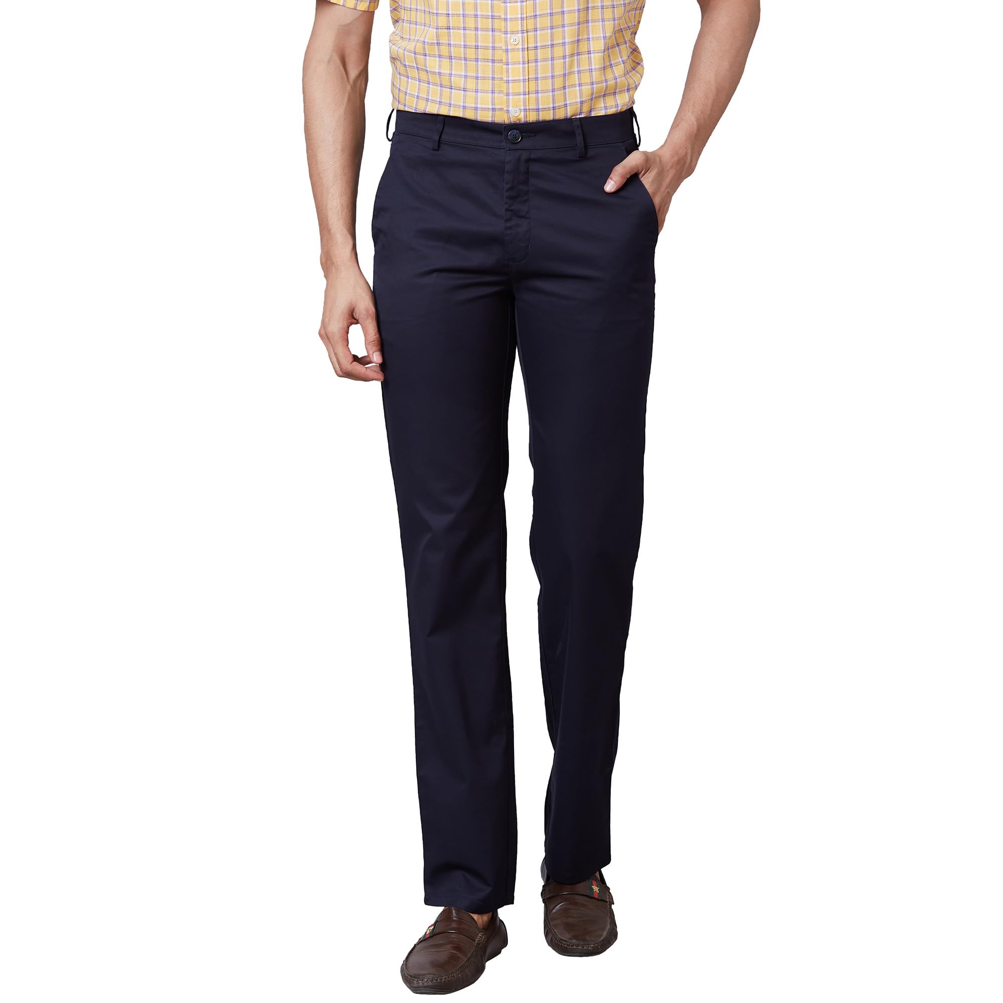 color plus Men's Flat Front Tailored FIT Navy Casual Trouser-picture-18