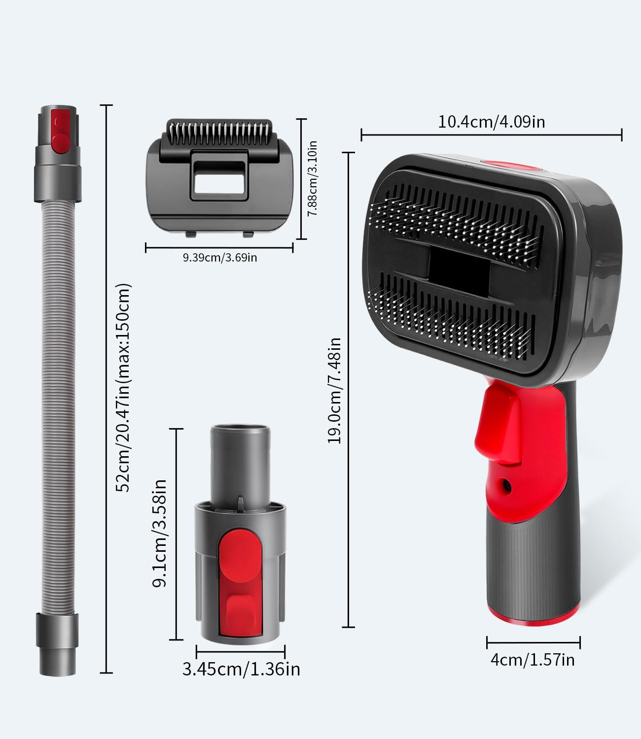 Spazzola per Cani,Peli Cane Gatto Compatibile per DysonV15 V11 V10 V8 V7,Spazzola Aspira Peli Animali Domestici con Adattatore Convertitore,1Tubo di prolunga, 2 Spazzolini,Pet Grooming Kit Ricambi
