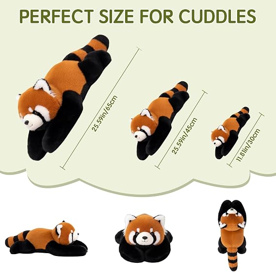 Weighted Red Panda Plush Teddy, Stuffed Plush Animals Plushies, Cuddly Puppy Toy for Comfort & Relaxation,Hugging Pillow for Anxiety Relief & Sleep Support (Red Panda, 45cm)