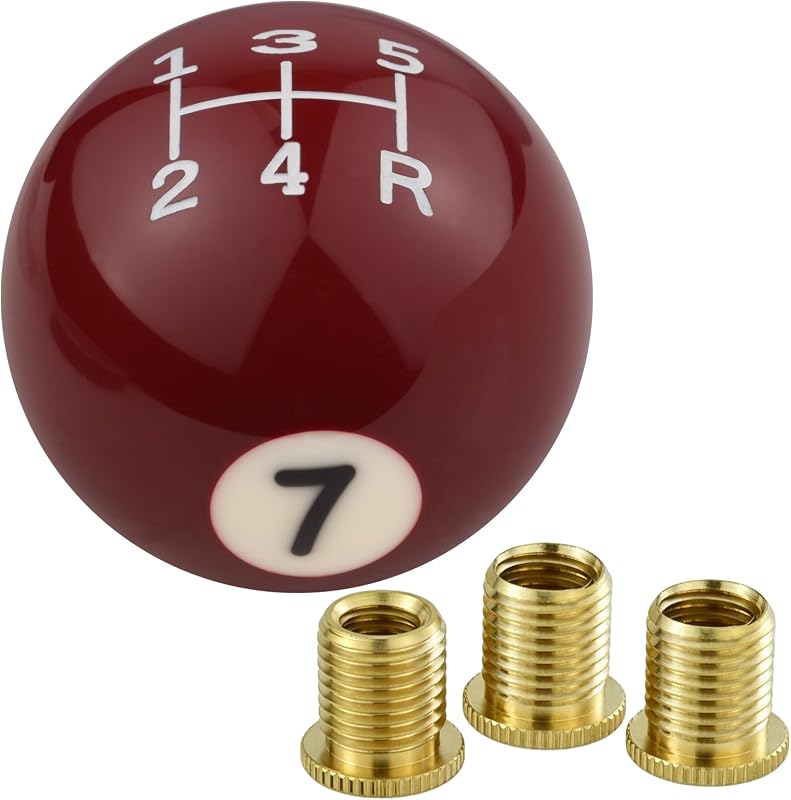 Manopla de Câmbio em Formato de Bola Abfer Vermelho-Escuro com 3 Adaptadores para 5 Marchas