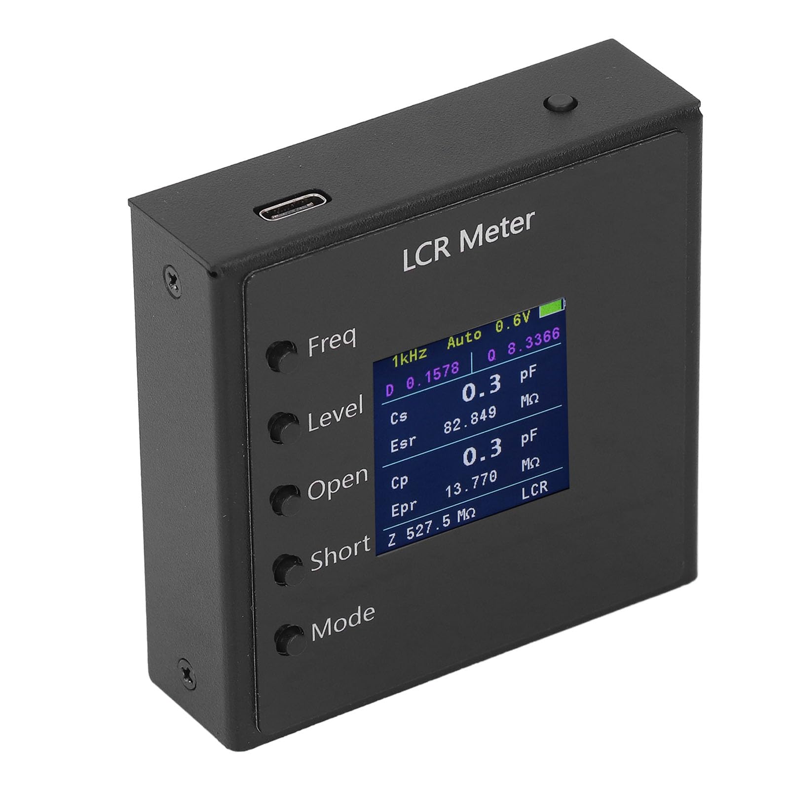 SIXRUN Probador Multímetro Digital de Aleación de Aluminio con Pantalla a Color de 1,54 Pulgadas Medición Automática de 100 Hz a 100 KHz para Pruebas SMD, Reparación Electrónica y Usuarios Aficionados