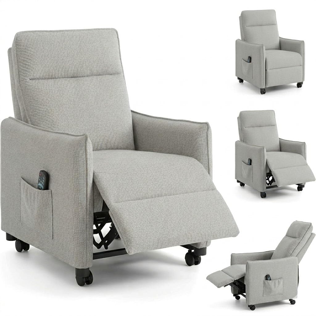 Relaxsessel mit Verstellbarer Rückenlehne, Ruhesessel mit Liegefunktion Stilvoll Fernsehsessel, Lounge Sessel Stuhl Wohnzimmer Ergonomisch Armlehnstuhl Einzelsofa Grau, Relaxsofa Liegesofa