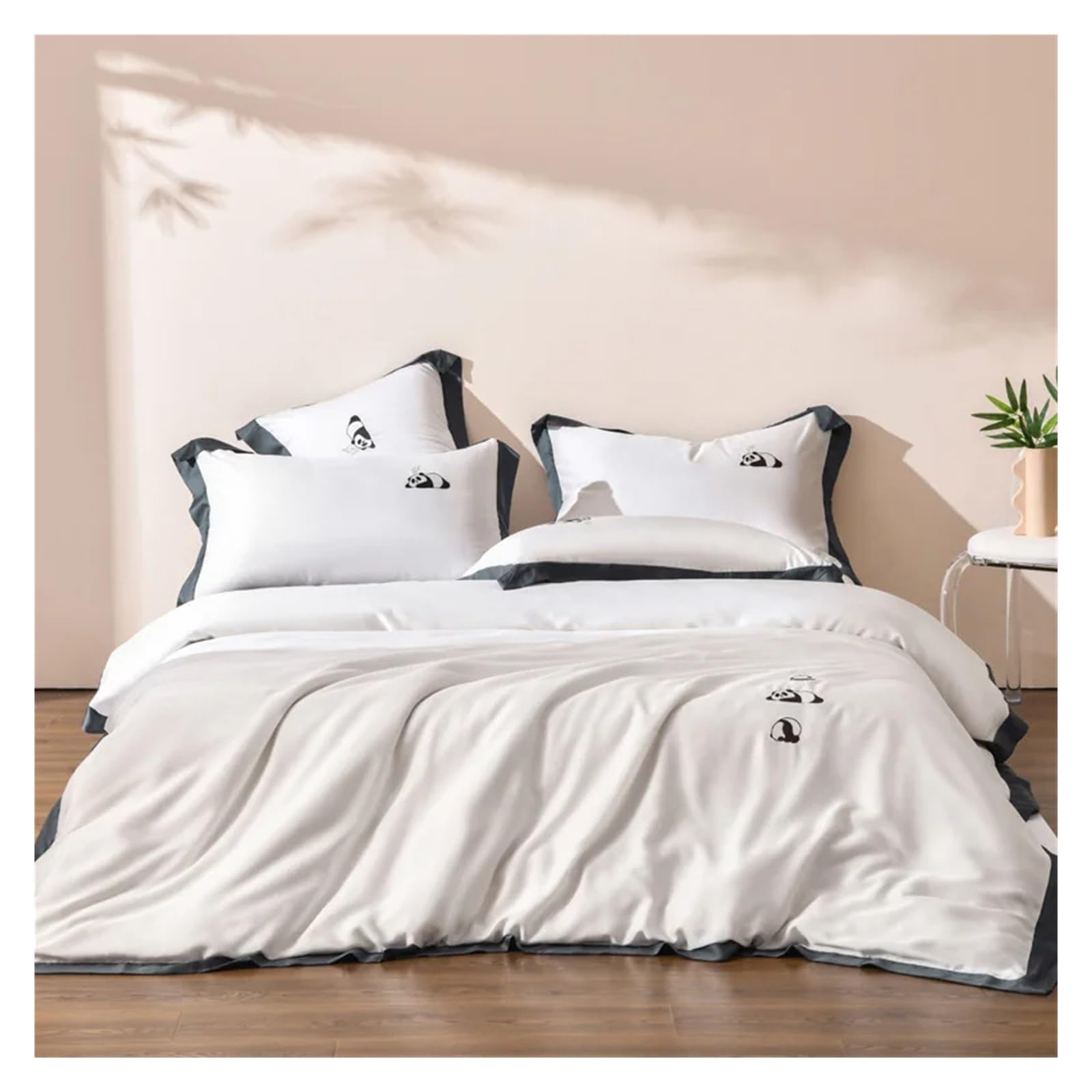 Sbcgfy B Solid Color Class Embroidery Four-Piece Edding Silk Quilt Cover,Cotton Duvet, Zq-11042,-Queen Size 1.8M Ed 4Pcs