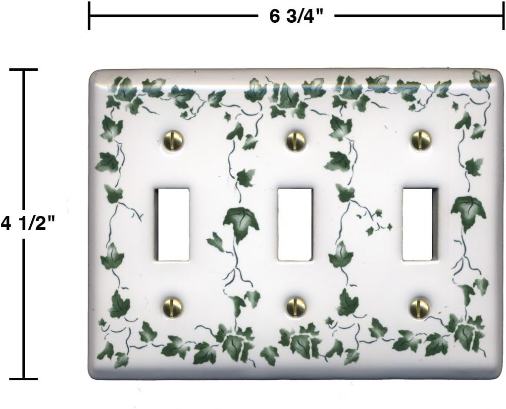 2 Switch Plate White Porcelain Ivy Triple Toggle Switch | Renovator's Supply