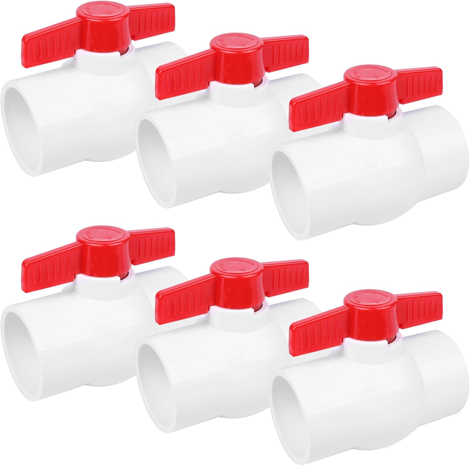 YADIAN 6 Pack 2'' Ball Valve PVC SCH40 Slip Water Pipe Valve T Handle Shut-Off Valve 2inch Socket for Water Project, Swiming Pool, Sewage Pump, Sprinkler Lines, Outdoor Plumbing & Irrigation System
