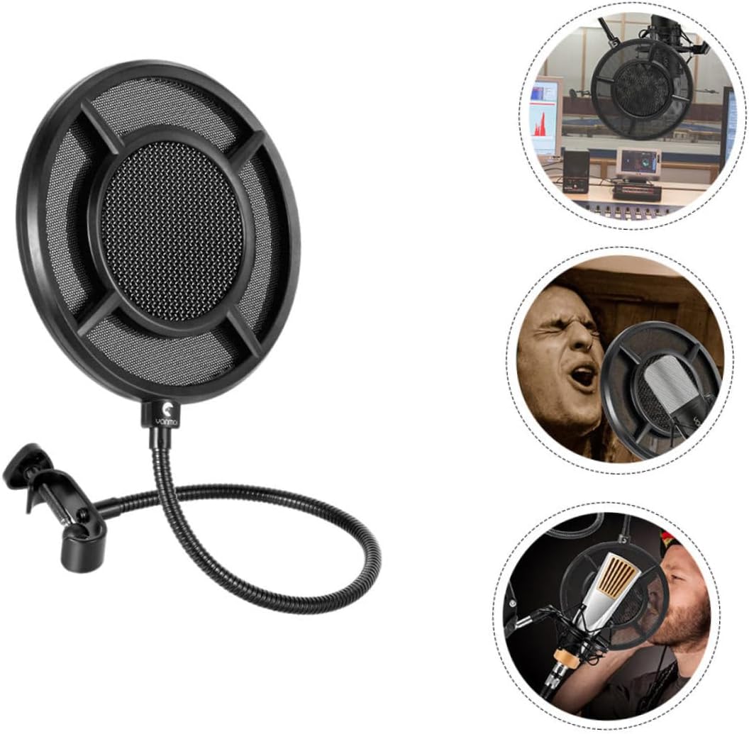 1pc Microphone Filter Windproof Cover Black Steel Mesh Shield for Recording Studio Rotation Protects against Wind and Saliva for Professional Use
