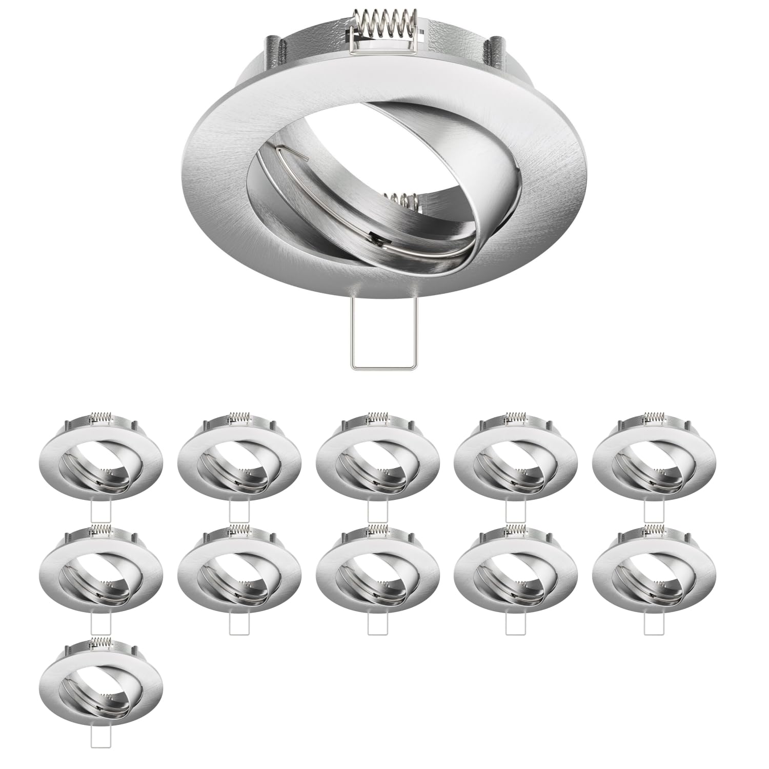 ledscom.de Parlat Recessed Light Mounting Frame Chrome Mat Swivelling (LED/Halogen/GU10/MR16/PAR16/50mm), 12 Pcs