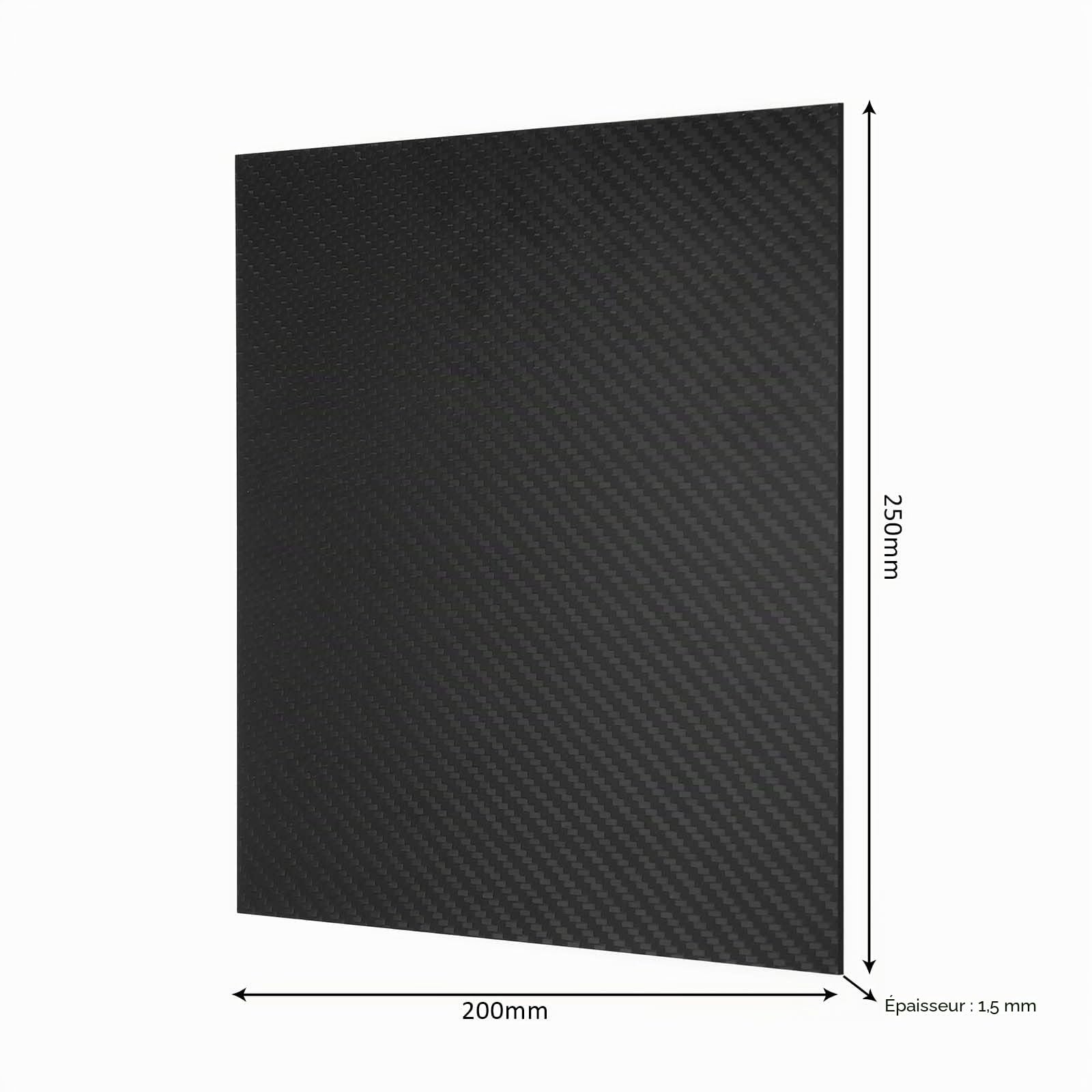 OTOTEC – Plaque de fibre de carbone 3K tissée unie, 0,5 à 2 mm d'épaisseur, 1.5mm