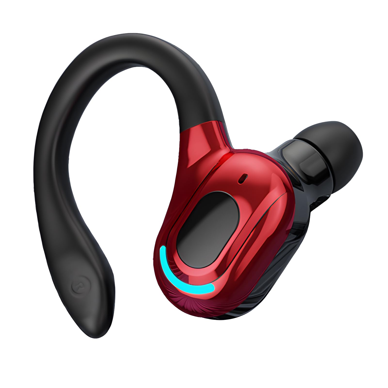 Auricolare Bluetooth Mono Wireless a 360° con microfono incorporato audio HD Auricolari V5.2 Riduzione del Rumore per iPhone Android PC Desktop Guida Affari Sport 20h Autonomia Rosso