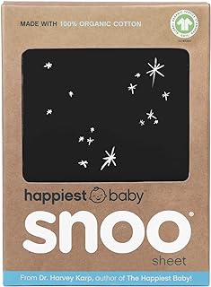 Happiest Baby SNOO Bassinet Fitted Sheet - 100% Organic Cotton Nursery Bedding - Fits SNOO Sleeper Crib Mattress (Black Galaxy)
