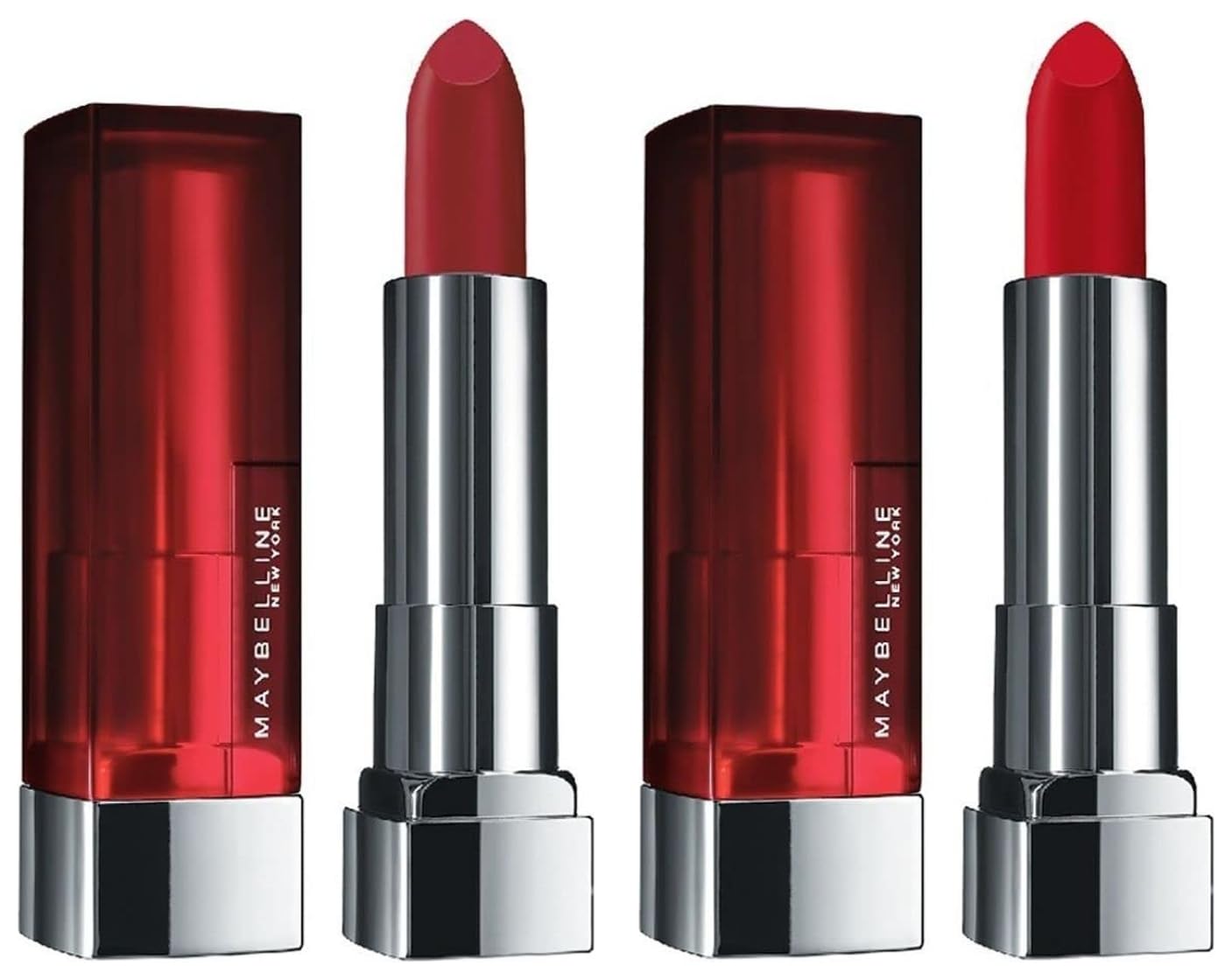 New York Color Sensational Creamy Matte Lipstick, 691 Rich Ruby, 3.9g & Maybelline New York Color Sensational Creamy Matte Lipstick, 640 Red Liberation, 3.9g