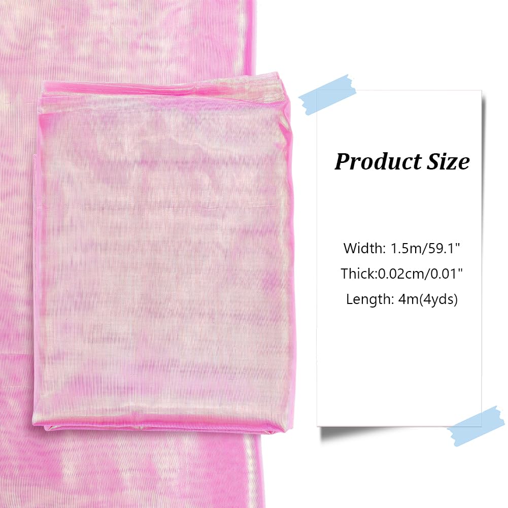 PH PandaHall 3m Organza Lace, Purple Sheer Fabric, Iridescent Craft Cloth, Ribbon, Holographic Gauze Fabric - Image 2