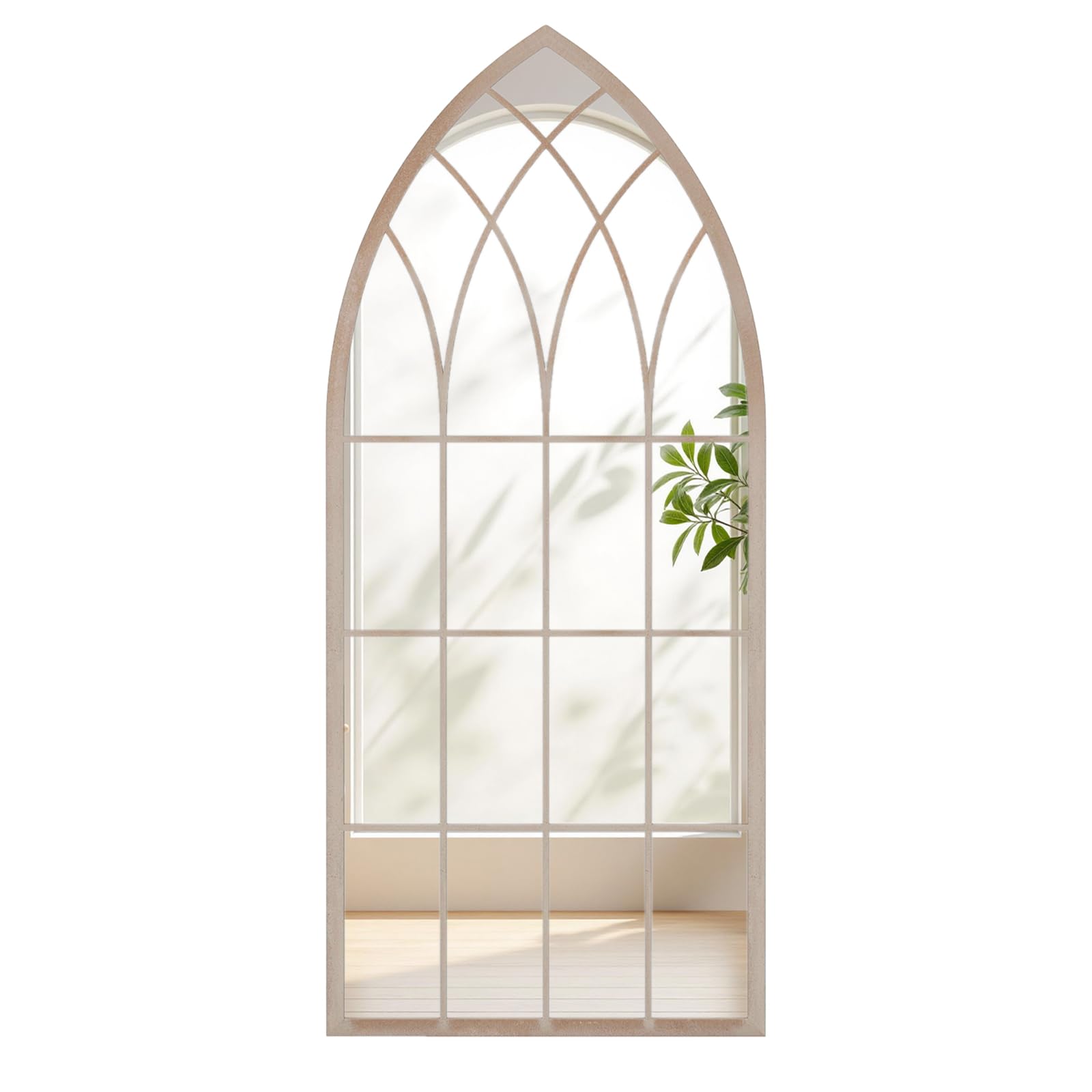 COSTWAY Specchio da Parete, Specchio a Finestra in Stile Rustico con Cornice Metallica, Specchio Decorativo Antideflagrante per Soggiorno Ingresso Camino, 115 x 50 cm