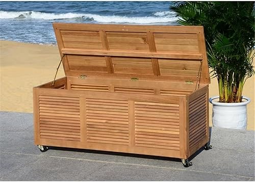 Miniatura 9 de SAFAVIEH PAT7038A Outdoor Collection Elina Caja de cubierta de cojín de teca de 47.2"