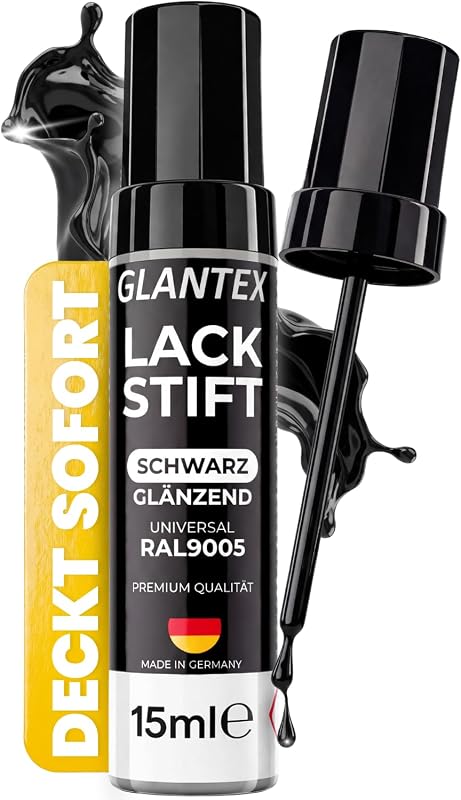 Lackstift Schwarz Glänzend [15ml] – Hohe Deckkraft für Kratzer und Steinschläge – Auto & Felgen Lackstift Schwarz Glanz