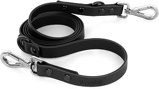 Wisedog Waterproof Dog Leash – 5ft/6ft Adjustable with 2 Metal Swivel Hooks, Easy to Clean Dog Leashes for Small, Medium, Large Breed Dogs (Black M)