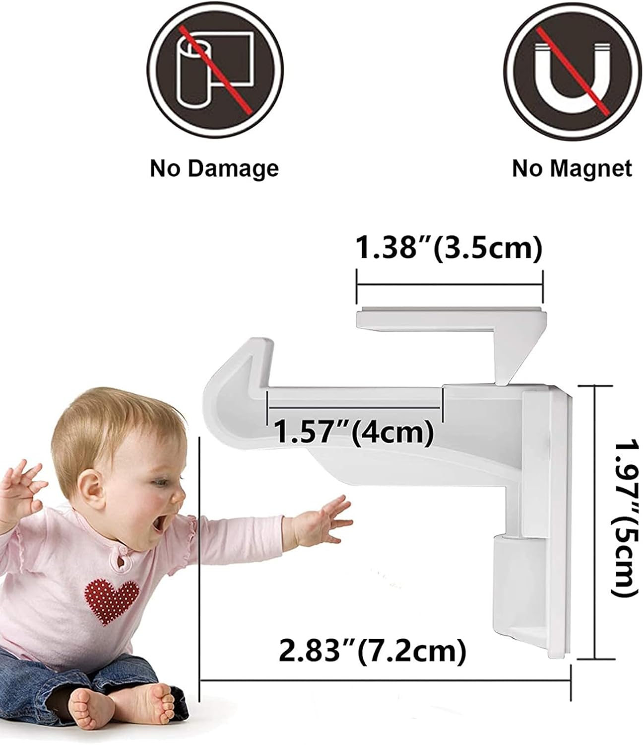 20 Pack Upgraded Invisible Baby Proofing Cabinet Latch Locks – No Drilling or Tools Required, Strong Adhesive, Works with Countertop Overhangs, Secure Child Safety Locks for Cabinets & Drawers