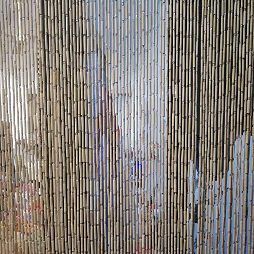 Rideau de perles en bois beige rustique 29 brins pour separation de piece