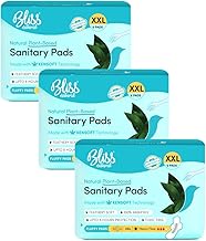 BLISSNATURAL Organic Sanitary Pads For Women (Pack Of 18) XXL Size Sanitary Napkins For Heavy Flow | 100% Rash Free and Leak Proof Protection Combo Pack Of 3