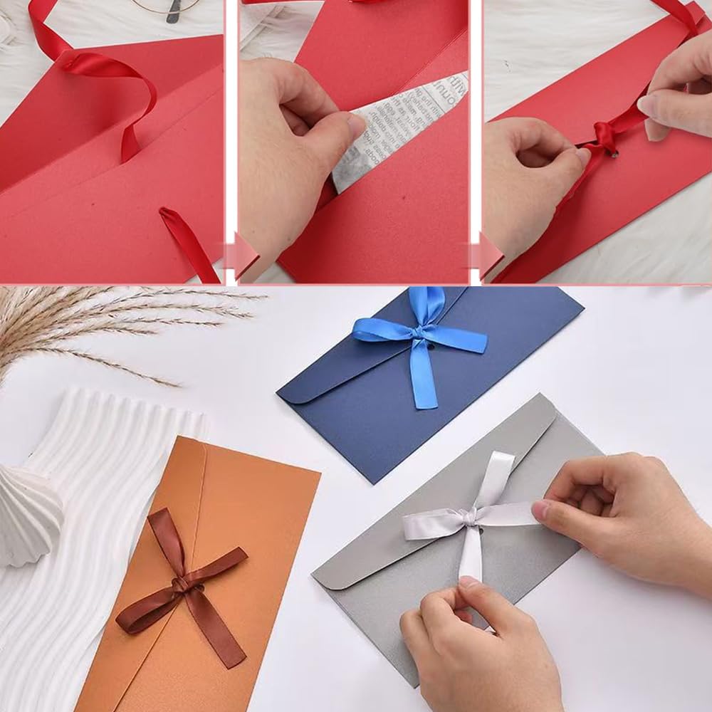 Buste Lettera Colorate con Nastri 12 Pezzi Kraft per Inviti Matrimonio Carte Regalo