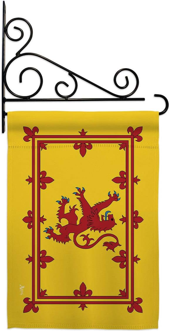 Royal Banner of Scotland Garden Flag Set Wall Holder Regional Nationality Nation International World Country Particular Area Small Decorative Gift Yard House Made In USA 13 X 18.5