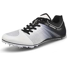 New Track and Field Shoes - Unisex, All Ages - Black - Mesh - Athletic - Minimal Cushioning - Lace-Up - Round Toe - Flat Heel - Sprint Running - Nail Spikes - US Size 12