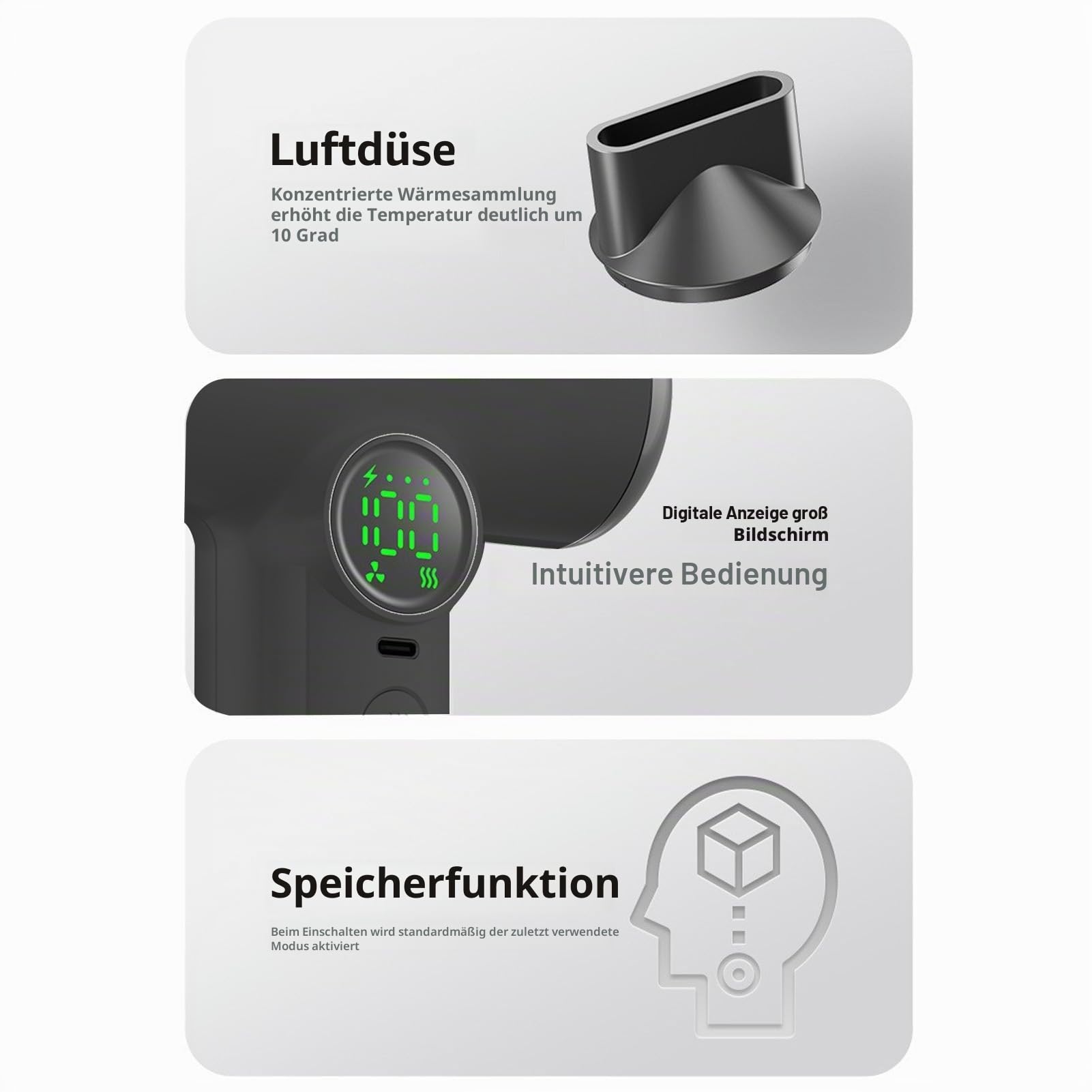 Schnurloser Haartrockner, 15600 MAh, USB -wiederaufladbare Haartrockner, Heißer und Kalter Wind, Starker Wind Zum Schnellen Trocknen, für Reisen, Camping und Wohnmobil