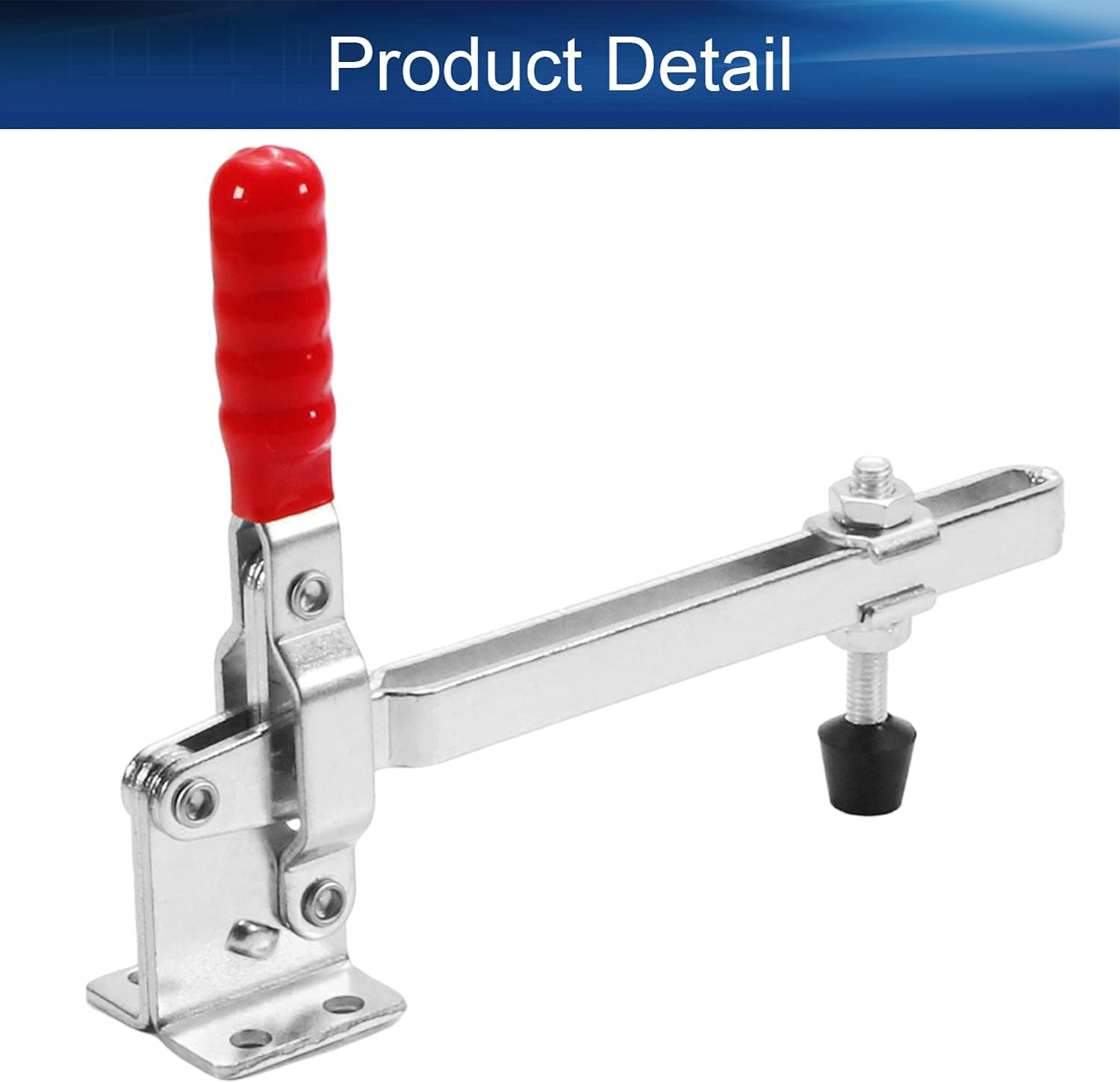 Auniwaig GH-101-D-15 Quick Release Vertical Toggle Clamp 396.83 Lbs Hold Down Hand Tool Long U Bar Toggle Clamp w Adjustable Rubber Pressure Tip for Hold Down Boards Fixing Work-piece