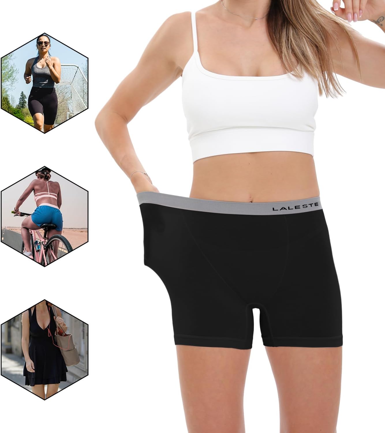 LALESTE Women's Cotton Boxer Briefs 3" Inseam Underwear Boy Shorts Panties 5 Pack - Image 5