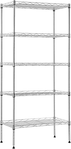 Miniatura 11 de BestOffice Estantes de almacenamiento de 5 estantes, estantería ajustable, estantes de metal, 11.8 pulgadas de profundidad x 16.7 pulgadas de ancho