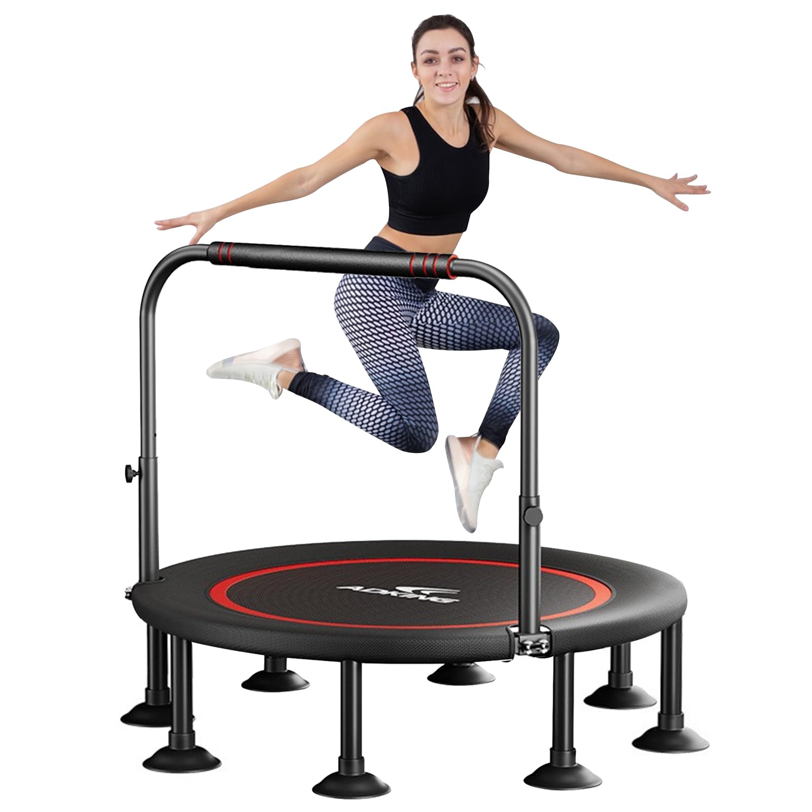 DAYONGFitness Rebounder Trampoline, Foldable Jumping Trampoline with Safety Net and Armrests for Adults & Children, Load-bearing 350kg for Home & Gym (48 Inches)