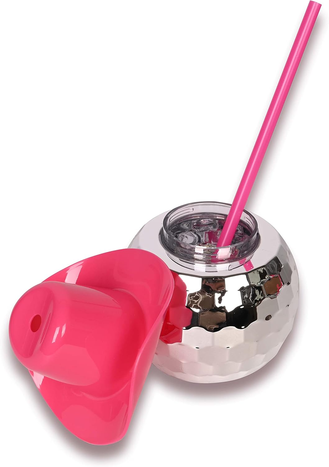 SanMori Disco Ball 17 oz Drink Tumbler with Straw, Silver, 2-Pack, For holiday party, birthday party, bar, family, etc - Image 2