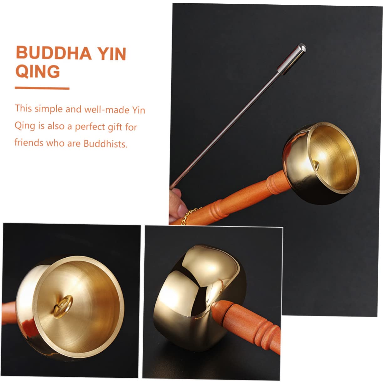 OFFSCH Buddhist Meditation Copper Craft Comfortable Grip Sound Traditional Temple Instrument