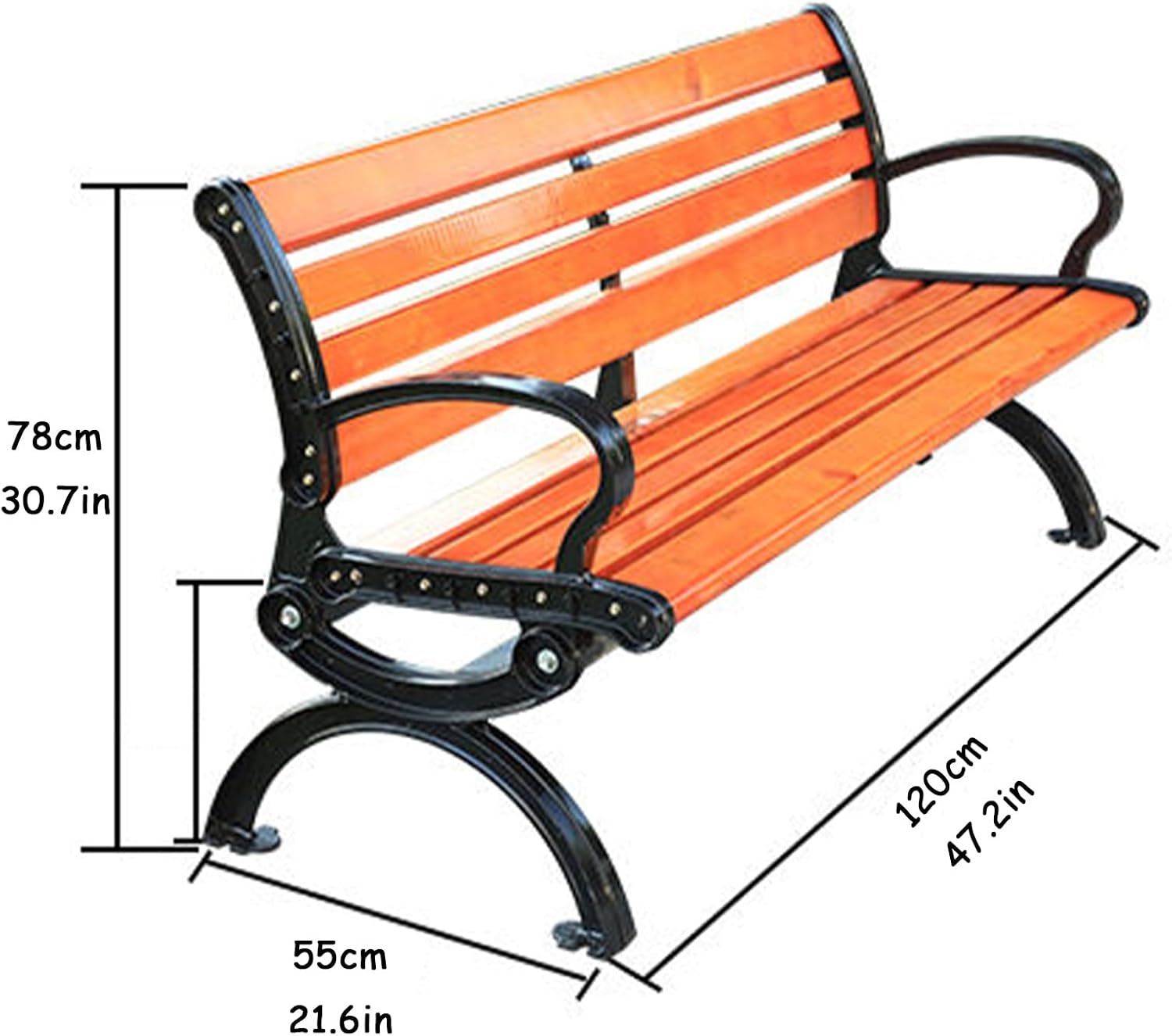 Garden Bench, Loveseat Chair for Outside, Metal Bench Outdoor, Metal Benches with Back, Outdoor Furniture Seating