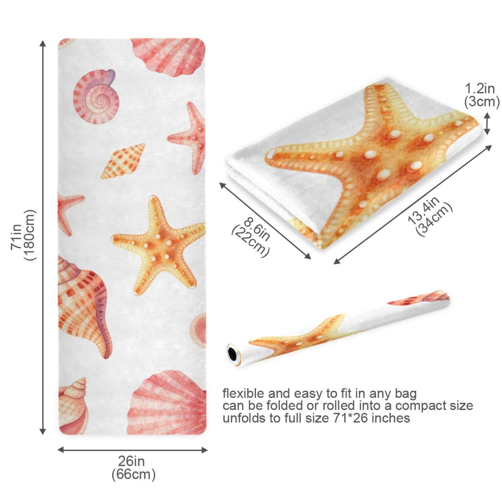 Coastal Coral Beach Muszle Letnie drukowane joga mat Gruby 1 mm Na podłogę antypoślizgowy, z torbą do przenoszenia tapete para ejercicio 180.3x66.0 cm