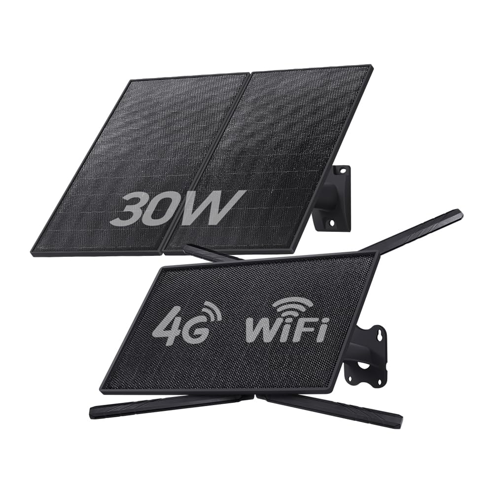 SHIWOJIA 30 W routeur 4G LTE solaire, rallonge WiFi externe, répéteur de signal avec SIM, portée WiFi 50 M, IP66 étanche, autonomie prolongée 24/7, batterie de 20100 mAh