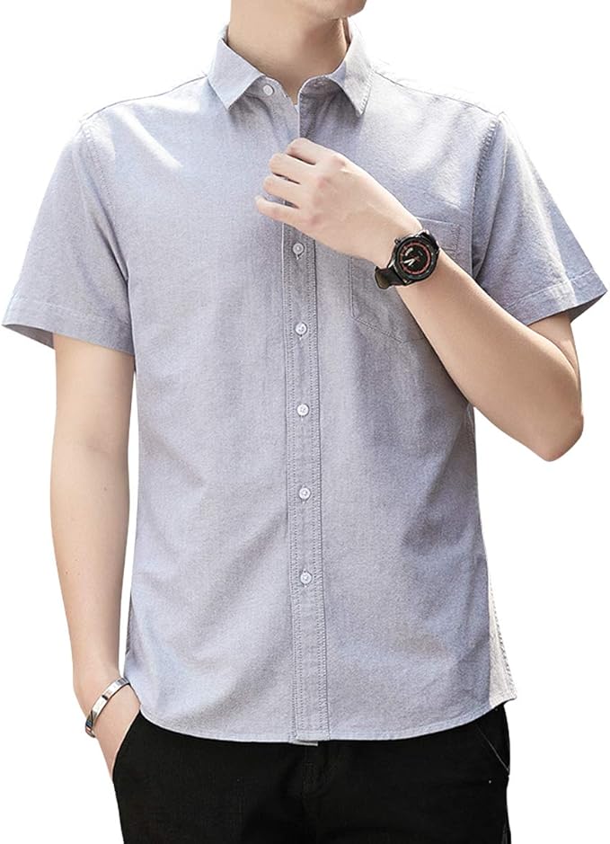 Amazon Sukinana シャツ メンズ 半袖 綿 カジュアル スポーツ 夏服 オシャレ 無地 オックスフォードシャツ シャツ 通販