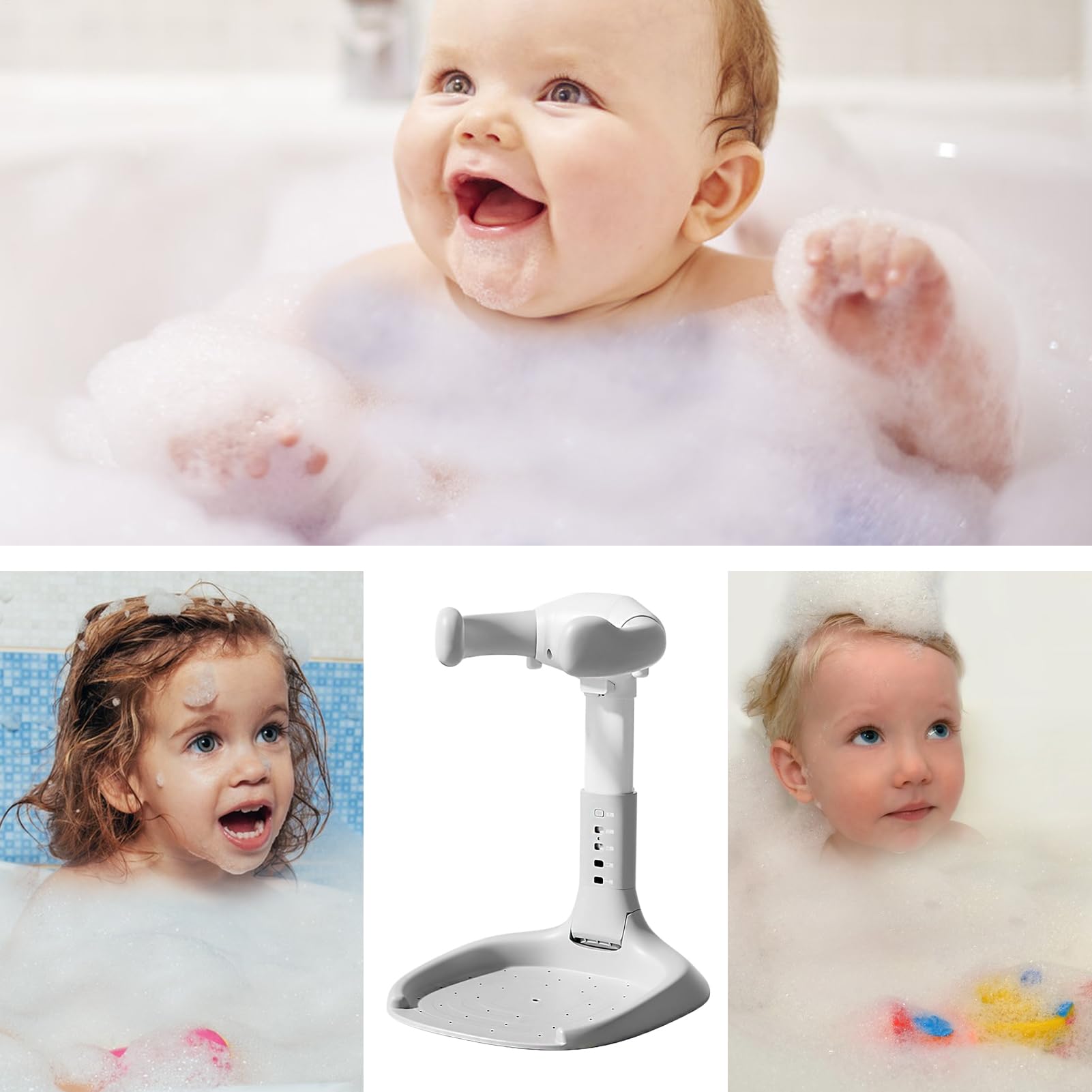 Soporte para Baño del Bebé - Bañera De Pie Ajustable Para Bebés - Ayuda de Cuidado Plegable para Bebés de 8 a 36 Meses para Guardería Viajes