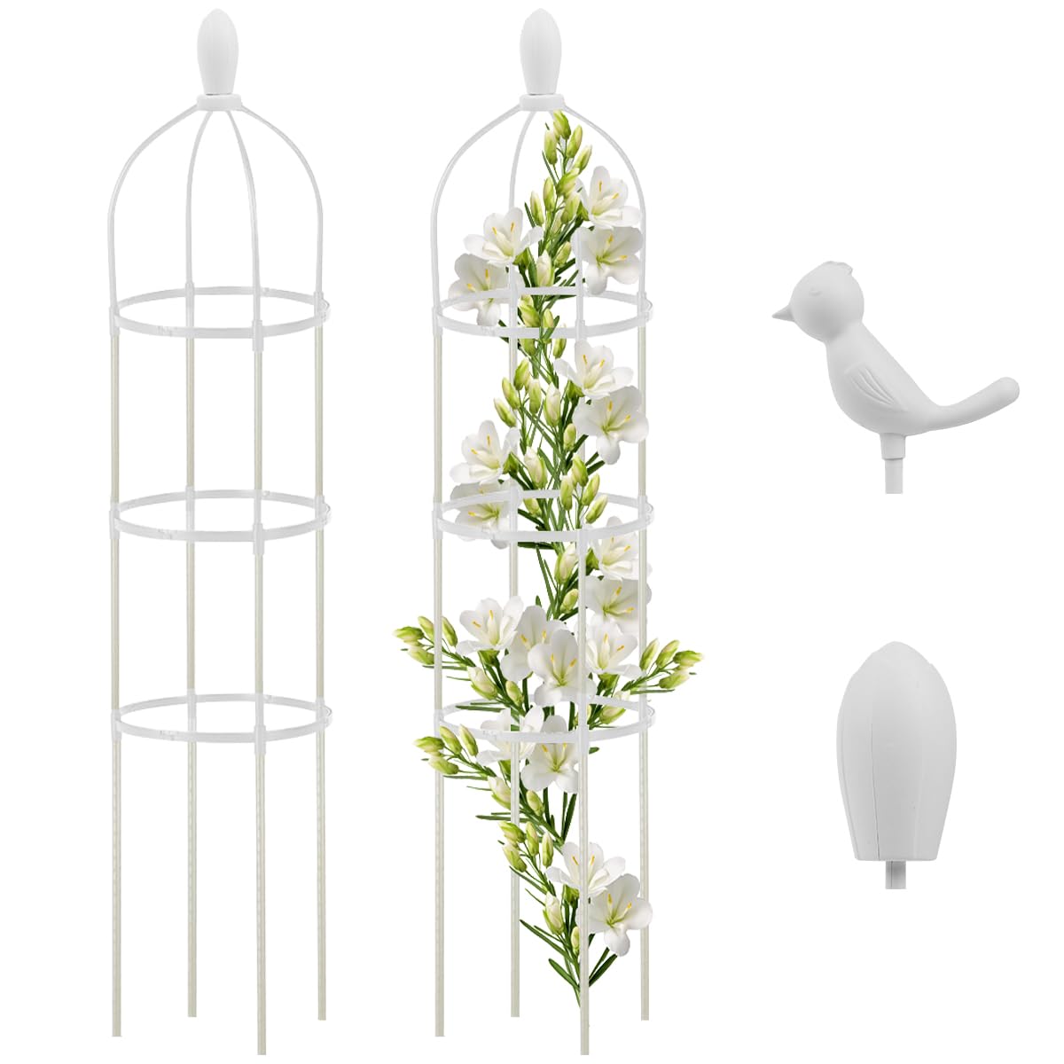 HASTHIP® Garden Plant Support for Climbers - Obelisk Trellis for Climbing Plants - 120CM Plastic Creeper Plant Support - DIY Adjustable Plant Climber Support for Clematis, Climbing Roses, Tomato, Ivy