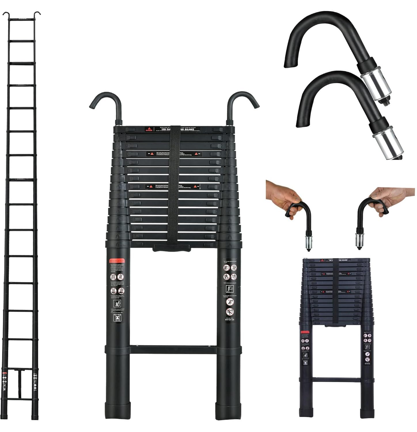 6.2m Professional Heavy Duty Aluminum Telescopic Ladder DIY Multipurpose