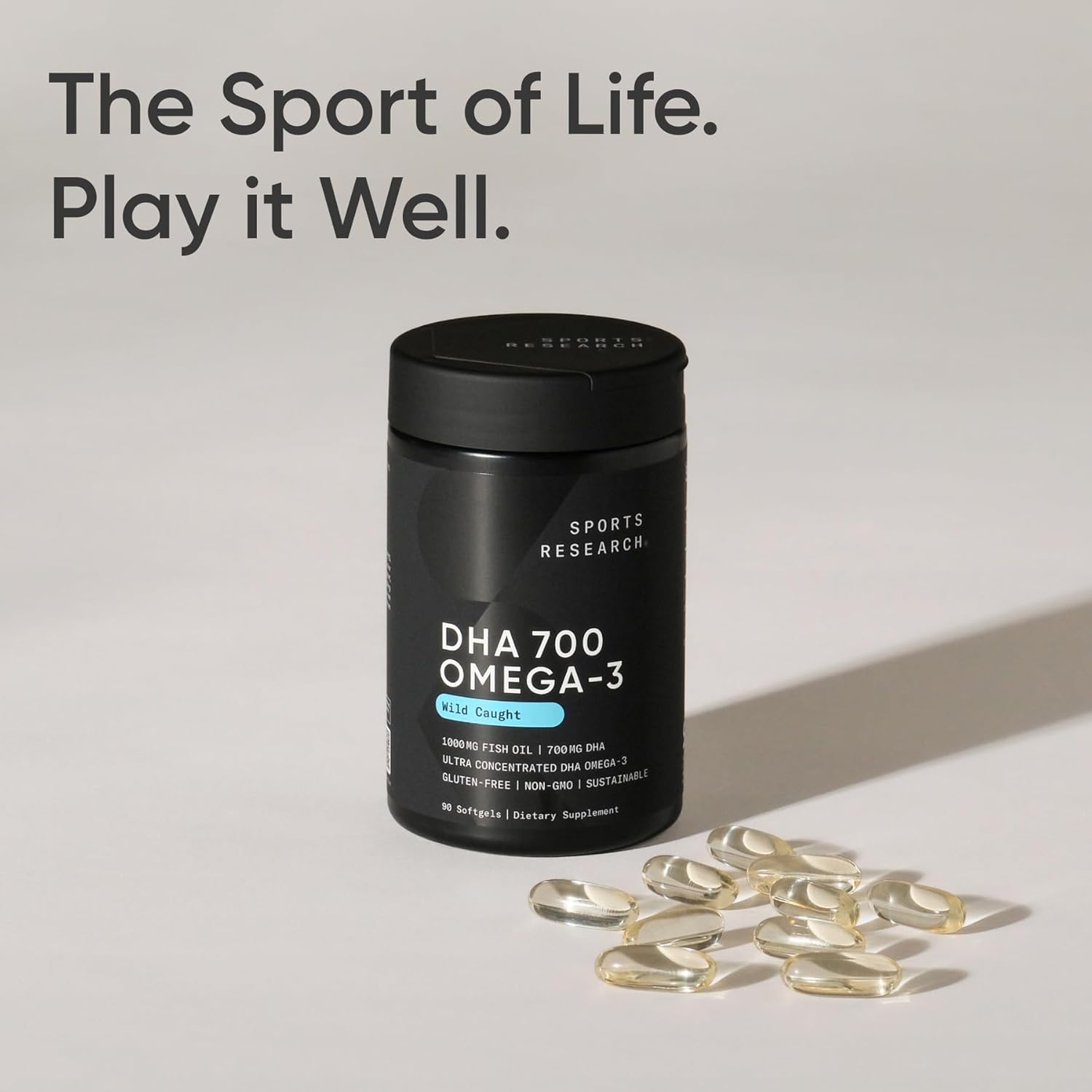 Sports Research® DHA Omega-3 Fish Oil 700 mg – Single Source Wild-Caught Fish – Supports Brain Health* – Burpless, Non-GMO, Gluten-Free, Sustainably Sourced – 90 Softgels - Image 7