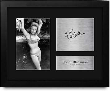 HWC Trading Honor Blackman James Bond Goldfinger Gifts Printed Signed Autograph Picture for Movie Memorabilia Fans - US Letter Framed ID-007980