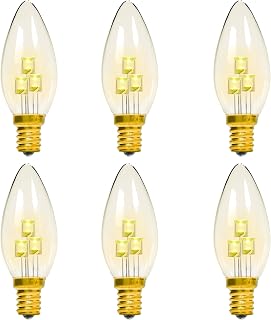6 Pack Clear Torpedo Tip LED Light Bulbs C26, E12 Base, Soft White for Window Candles, Christmas Decoration