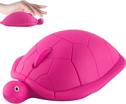 elec Space Wireless Turtle-Shaped Mouse, 2.4G Optical Computer Mouse, 3 Buttons, 12 x 7.7 cm hot Pink