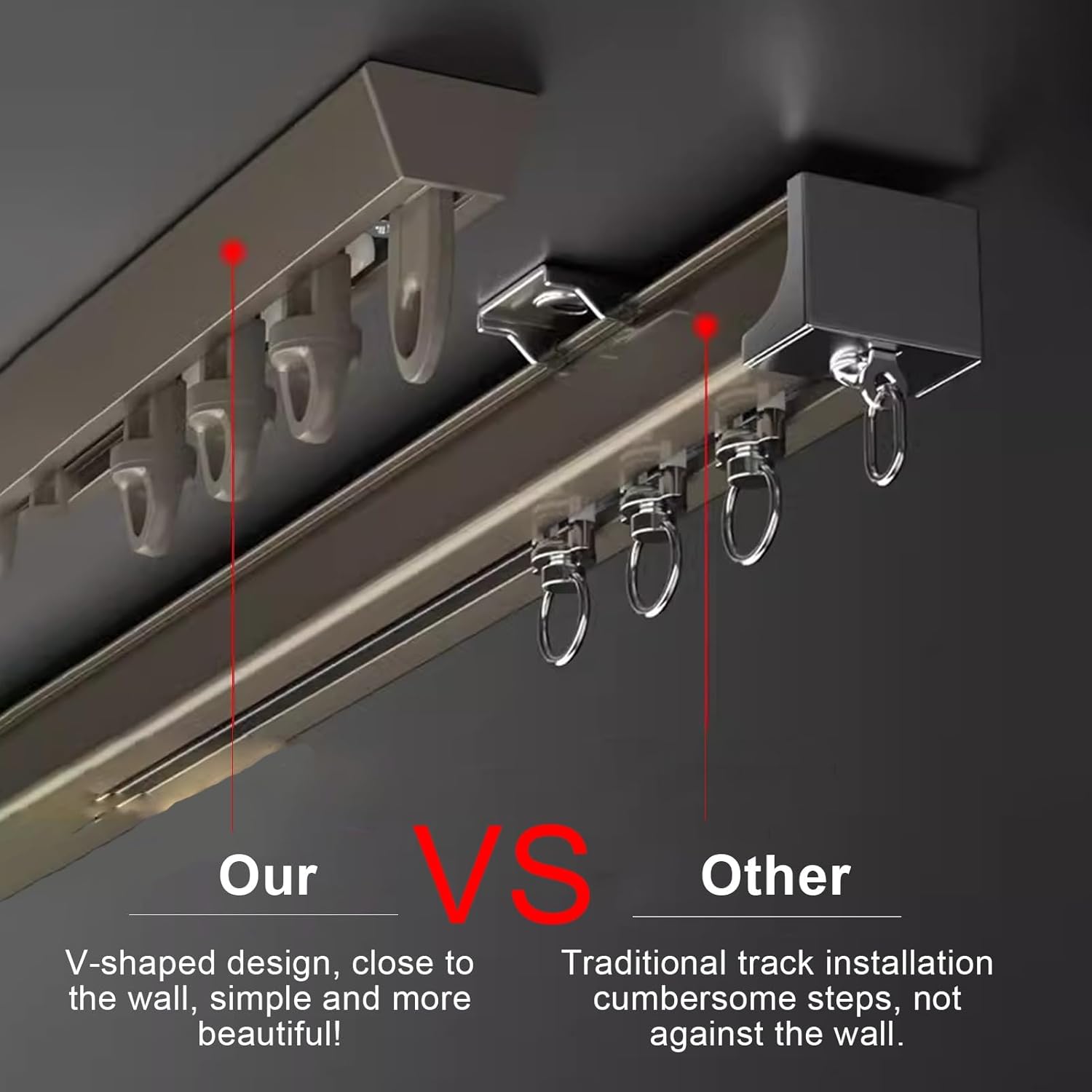 Self Adhesive Room Curtain Track No Drill, Divider Curtain Rail Bracket for Drop Ceiling, V Shape 4 5 6 7 8 9 15 17 18 20 Ft Long Curtain Tools Rod,White-10ft/3m