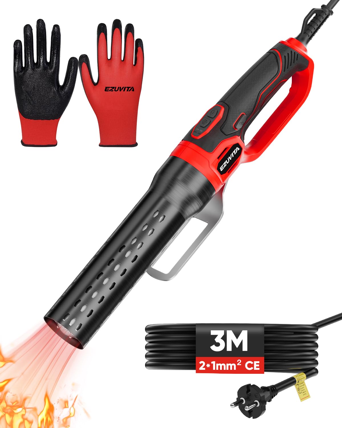 Allume-Charbon électrique 2000 W avec câble de 3 m, montée en température jusqu'à 700 °C en 60 Secondes, soufflerie d'air pour Barbecue, cheminée à Bois, Gants Inclus
