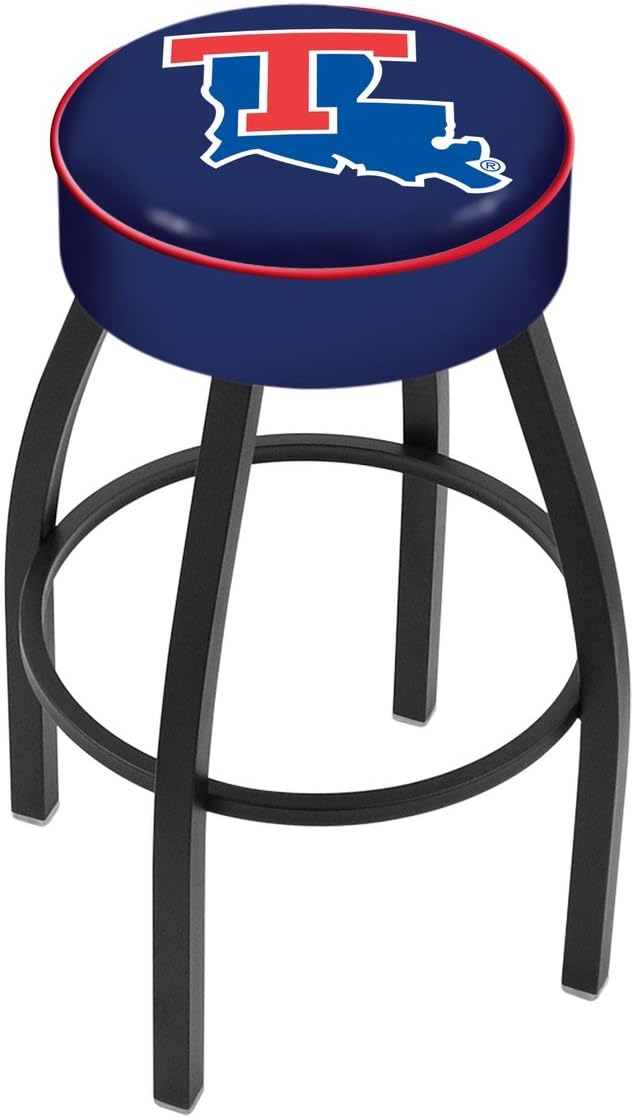 HBS L8B1-4" Louisiana State Cushion Seat with Black Wrinkle Base Swivel Bar Stool by The Holland Bar Stool Company